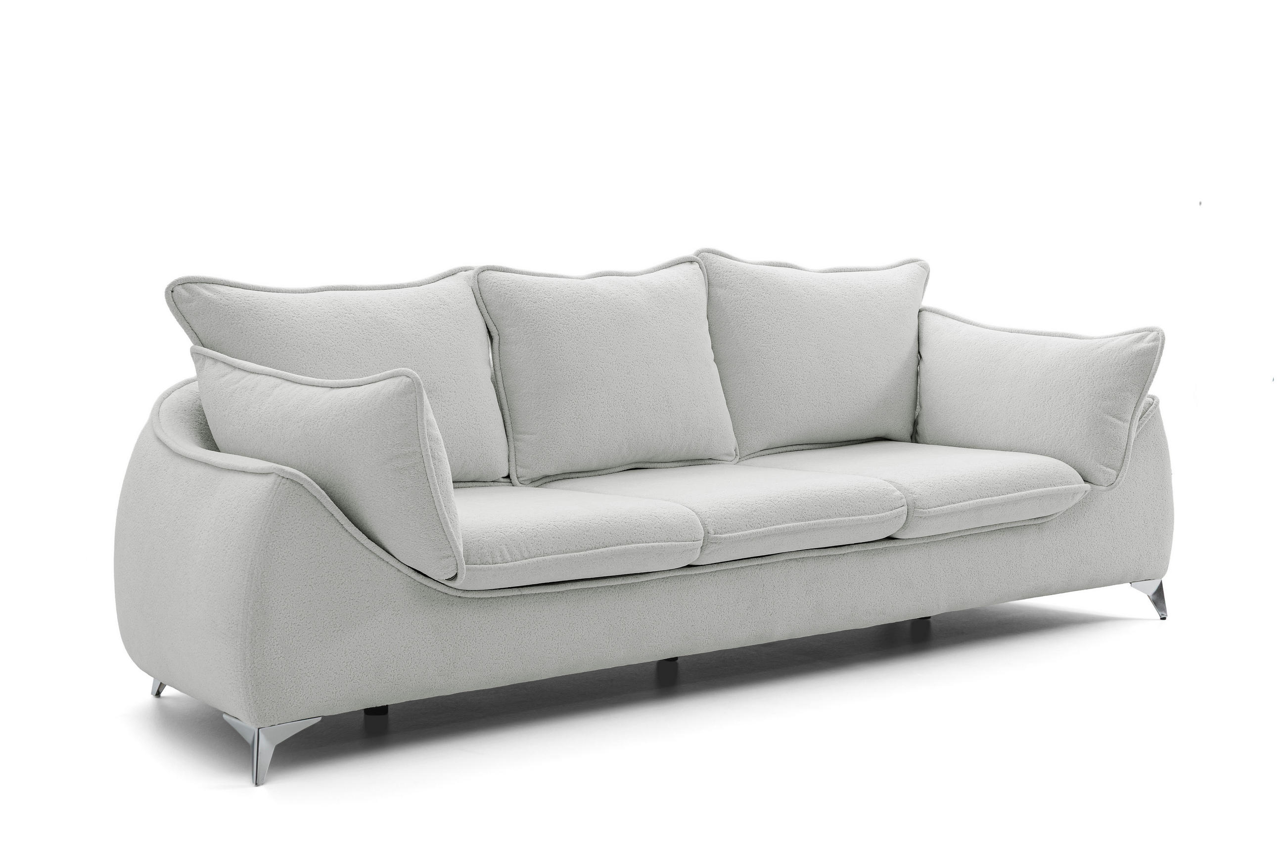 3-SITZER SOFA MELANI elegant Stillvoll Polstersofa 252 cm - Chromfarben/Hellgrau, Holz/Textil (252/90/88cm) - Muffo
