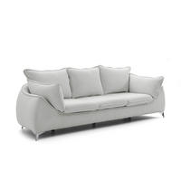 3-SITZER SOFA MELANI elegant Stillvoll Polstersofa 252 cm - Chromfarben/Hellgrau, Holz/Textil (252/90/88cm) - Muffo