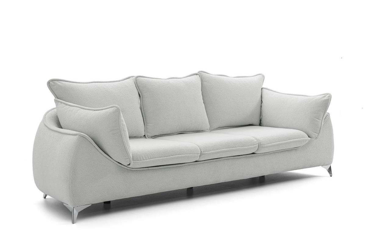 3-SITZER SOFA MELANI elegant Stillvoll Polstersofa 252 cm - Chromfarben/Hellgrau, Holz/Textil (252/90/88cm) - Muffo
