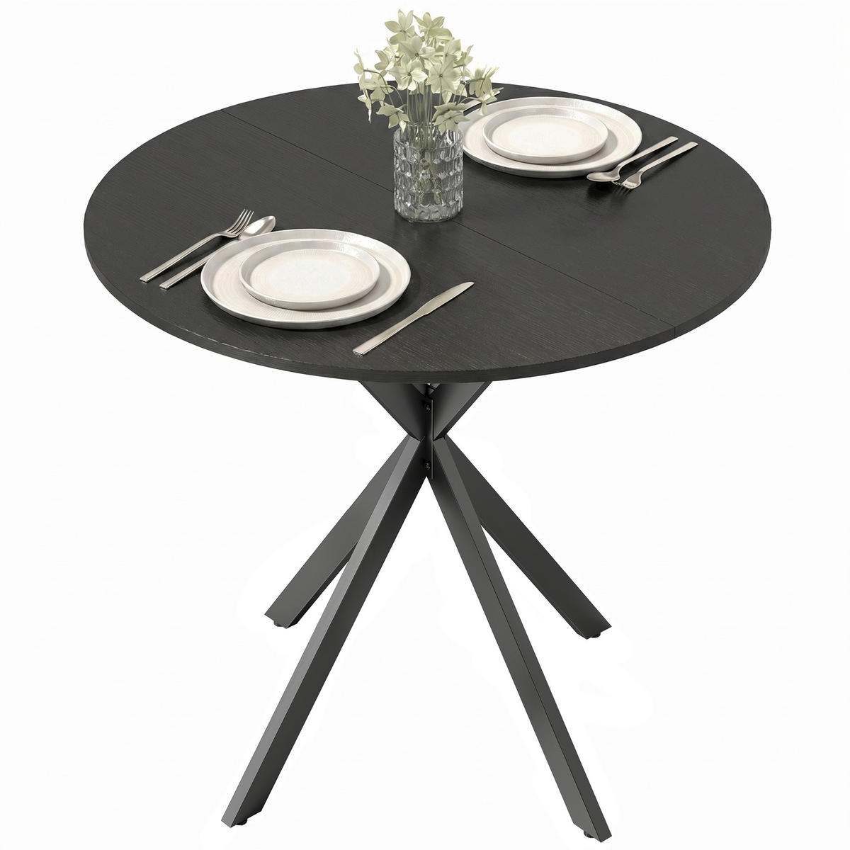 ESSTISCH Schwarz 80.0/80.0/75.0 - Schwarz, Holzwerkstoff (80/80/75cm)