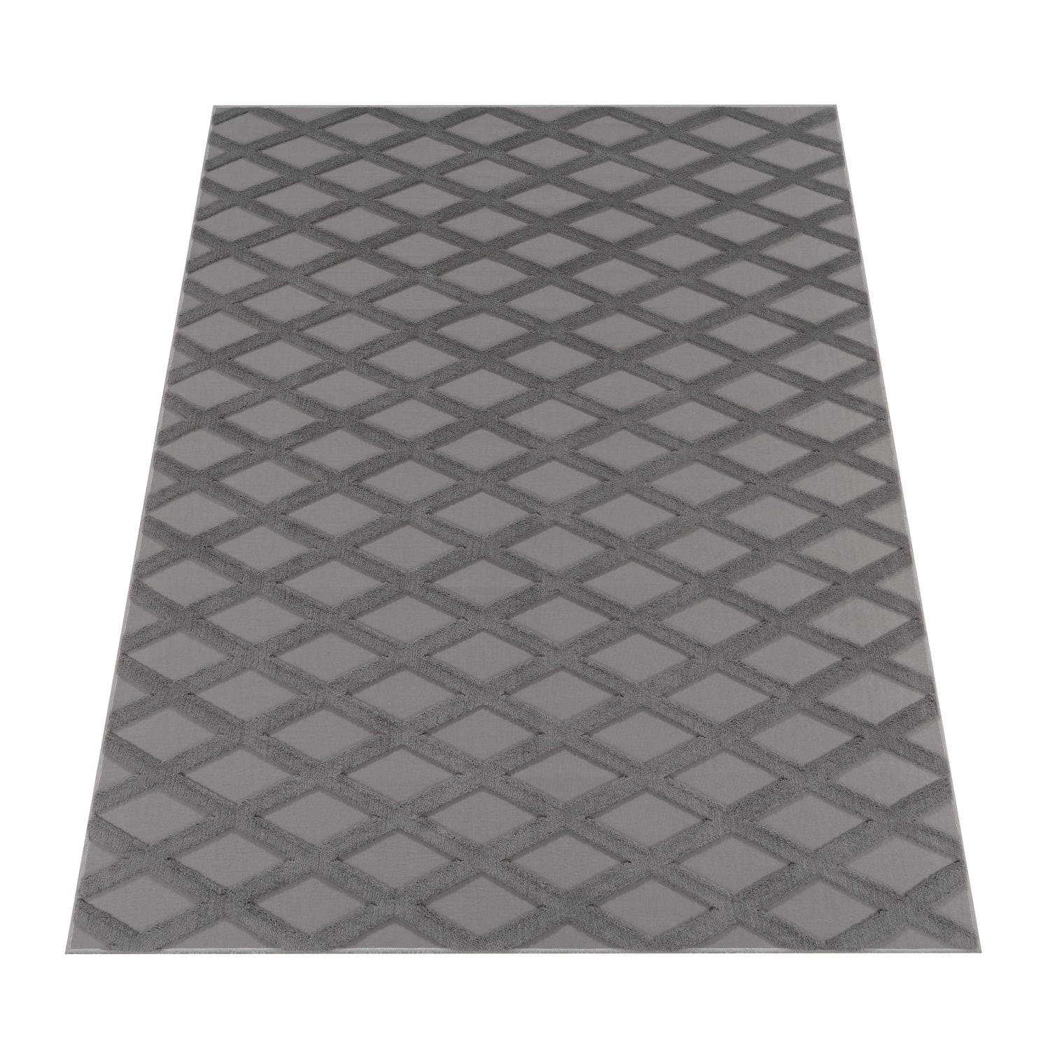 KURZFLORTEPPICH Waschbar, mit Rautenmuster, Anthrazit, 60 x 100 cm - Anthrazit, Textil (60/100cm) - KADIMA DESIGN