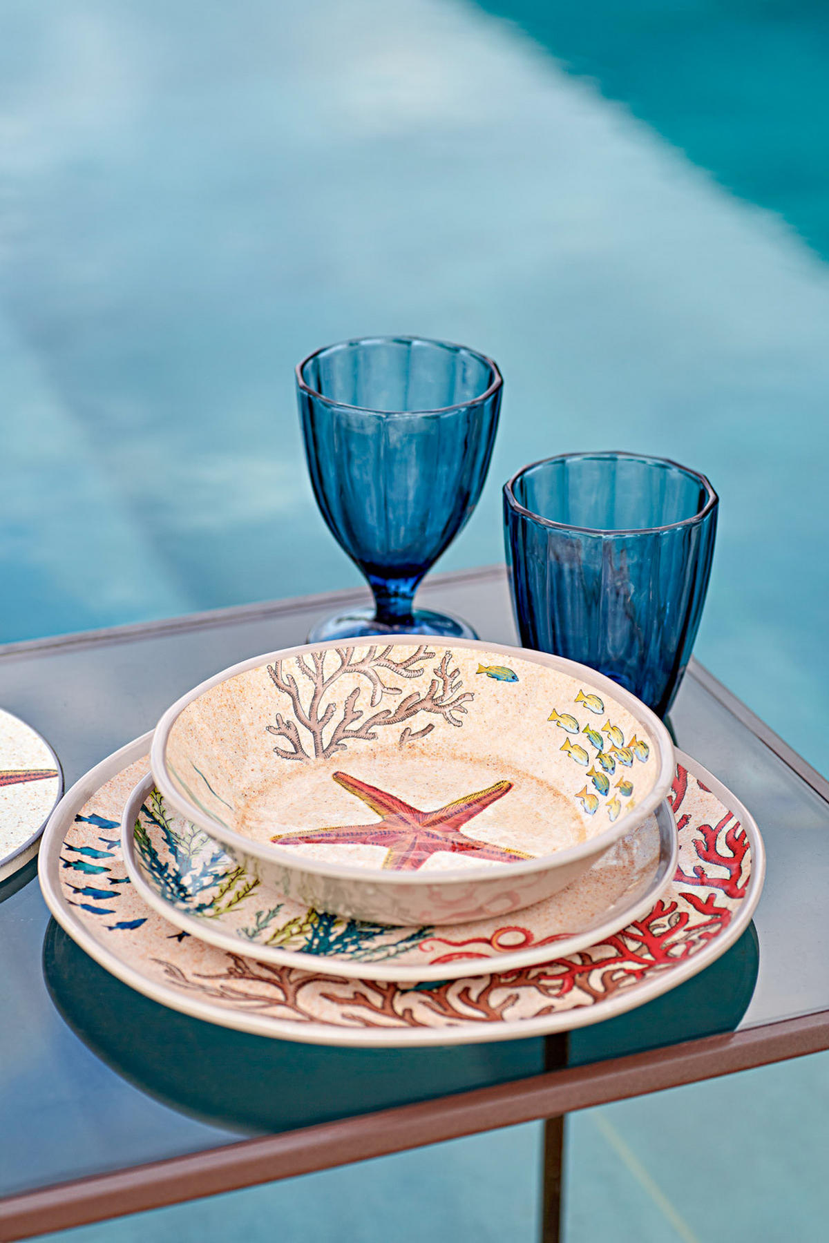 TELLER tief / Suppenteller Ø 19,5 cm Sea Life Set mit 2 Stück - Multicolor, Kunststoff (19.5cm) - Rose & Tulipani