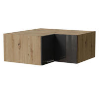 ECK-AUFSATZSCHRANK Essen W14/90/36 Graphit Hochglanz / Eiche Artisan Matt 90 / 90 / 36cm - Graphitfarben/Eiche Artisan, Holz/Holzwerkstoff (90/36/90cm) - Feldmann-Wohnen