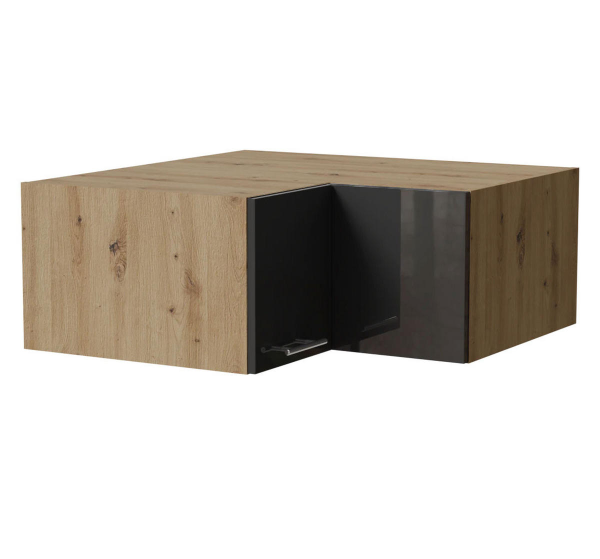 ECK-AUFSATZSCHRANK Essen W14/90/36 Graphit Hochglanz / Eiche Artisan Matt 90 / 90 / 36cm - Graphitfarben/Eiche Artisan, Holz/Holzwerkstoff (90/36/90cm) - Feldmann-Wohnen