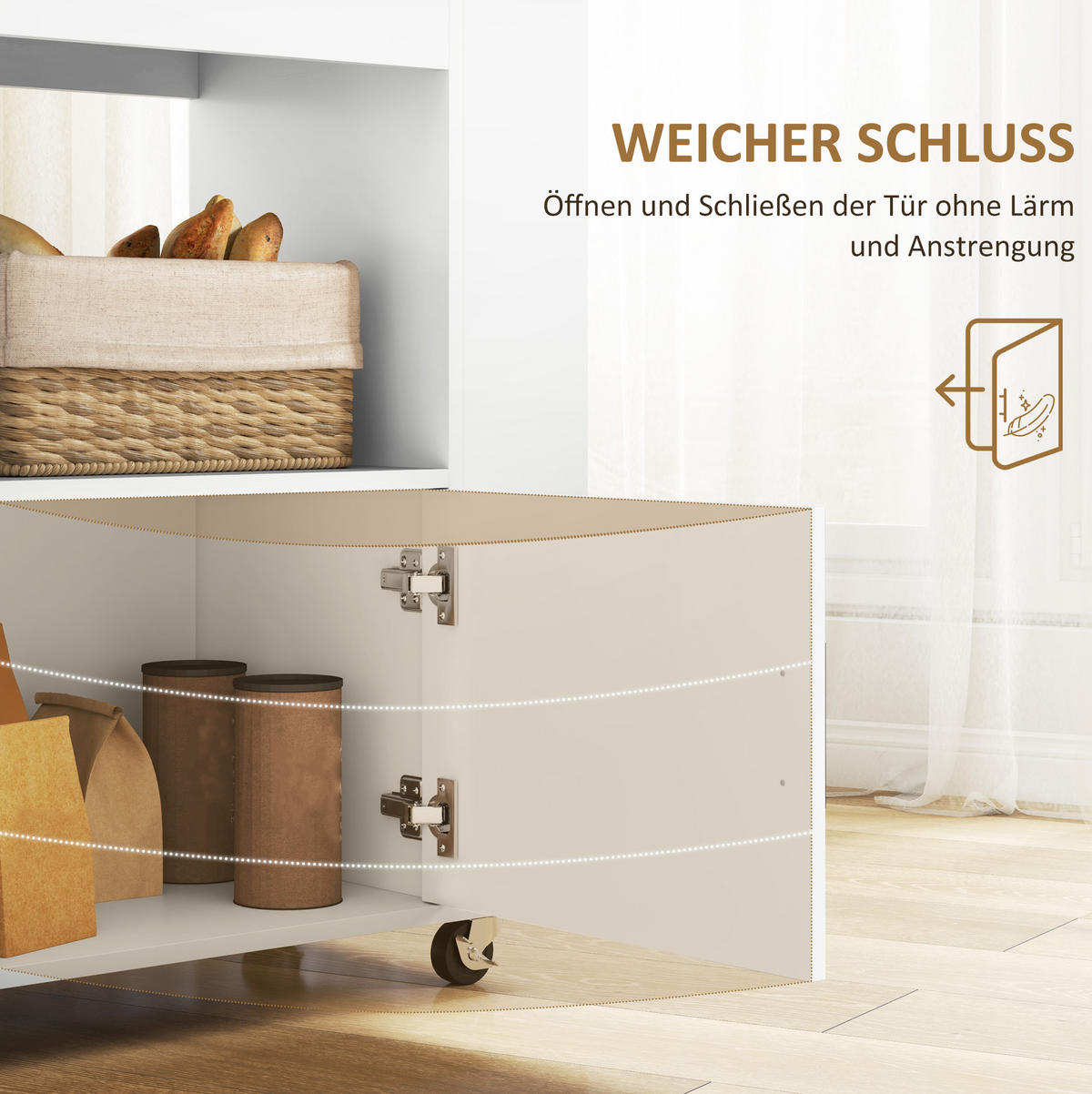 KÜCHENINSEL 83/40/83 cm Eiche aus Sperrholz mit Rollen - Weiß, Holzwerkstoff (40/83/83cm) - OKMYHOME