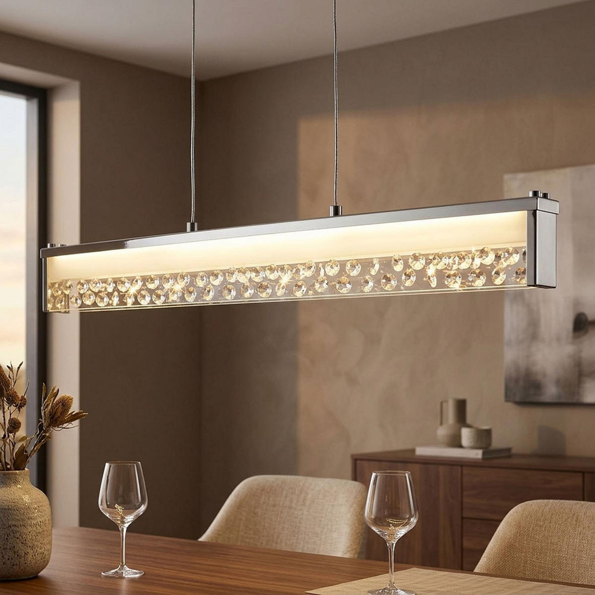 LED HÄNGELEUCHTE Doriana Silber Kristallglas - Silberfarben, Glas (78/4/120cm) - Esto