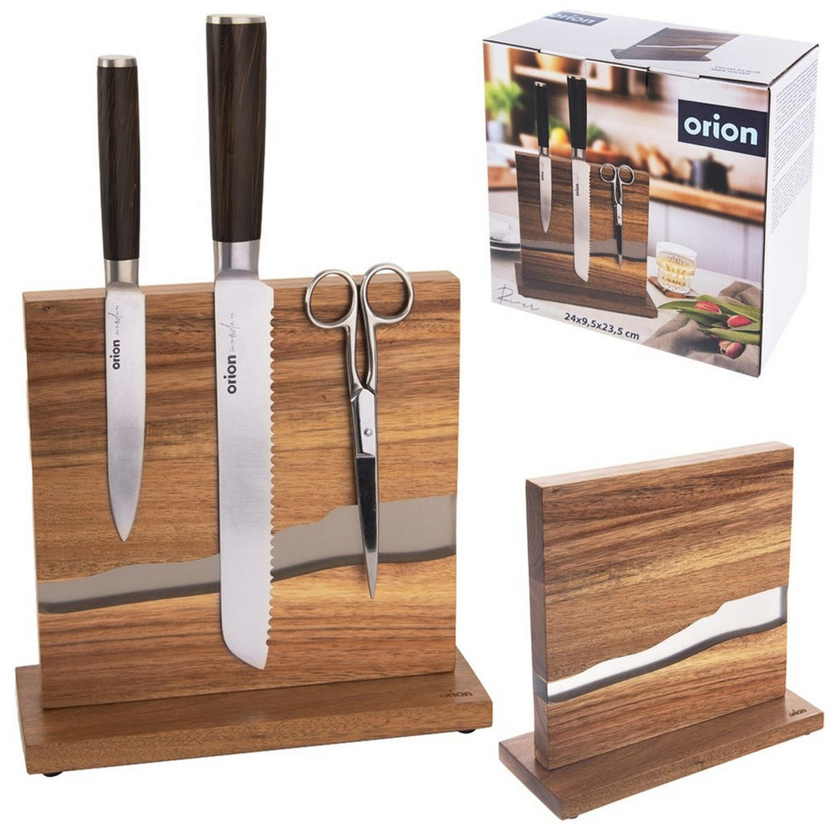 MESSERHALTER magnetisch River doppelseitig Natur - Naturfarben, Holz (9.5/23.5/24cm) - Orion 