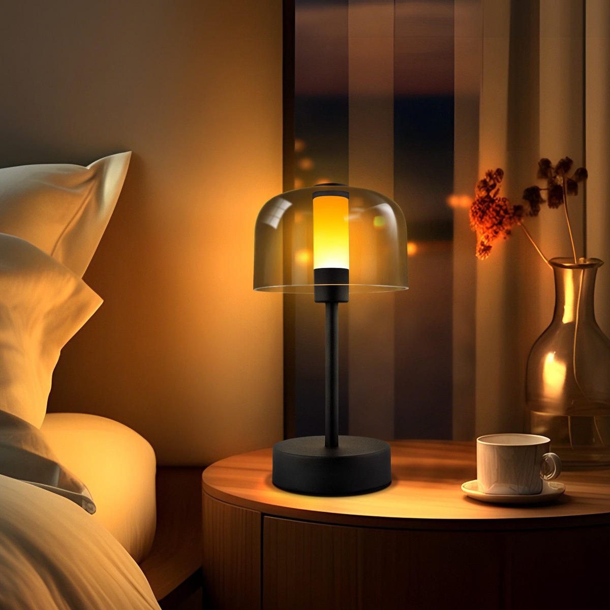 LED stolní lampa, 24,5/13/13 cm - černá, kov (24.5/13/13cm) - Nettlife