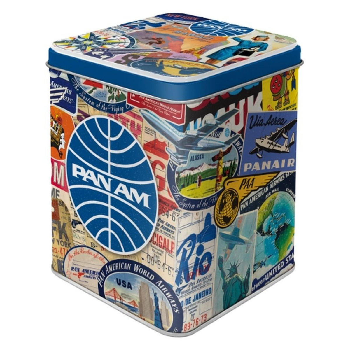 TEEDOSE Pan Am Travel Collage - Multicolor, Metall (7.5/9.5cm) - Nostalgic-Art