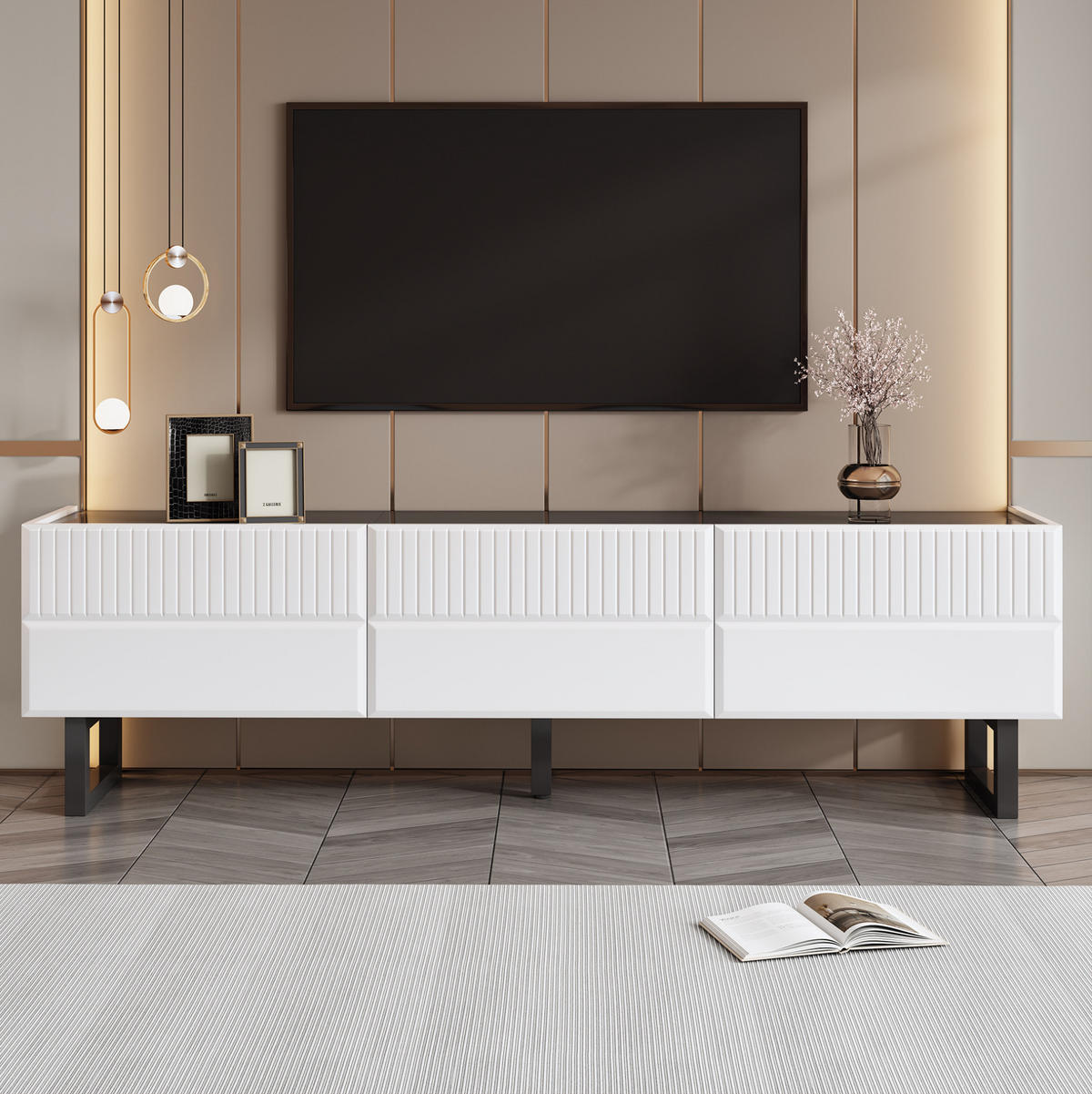 TV-SCHRANK mit Schubladen 170 x 35 cm Schwarz/Weiß - Schwarz, Holzwerkstoff (35/47/170cm) - Beauniv