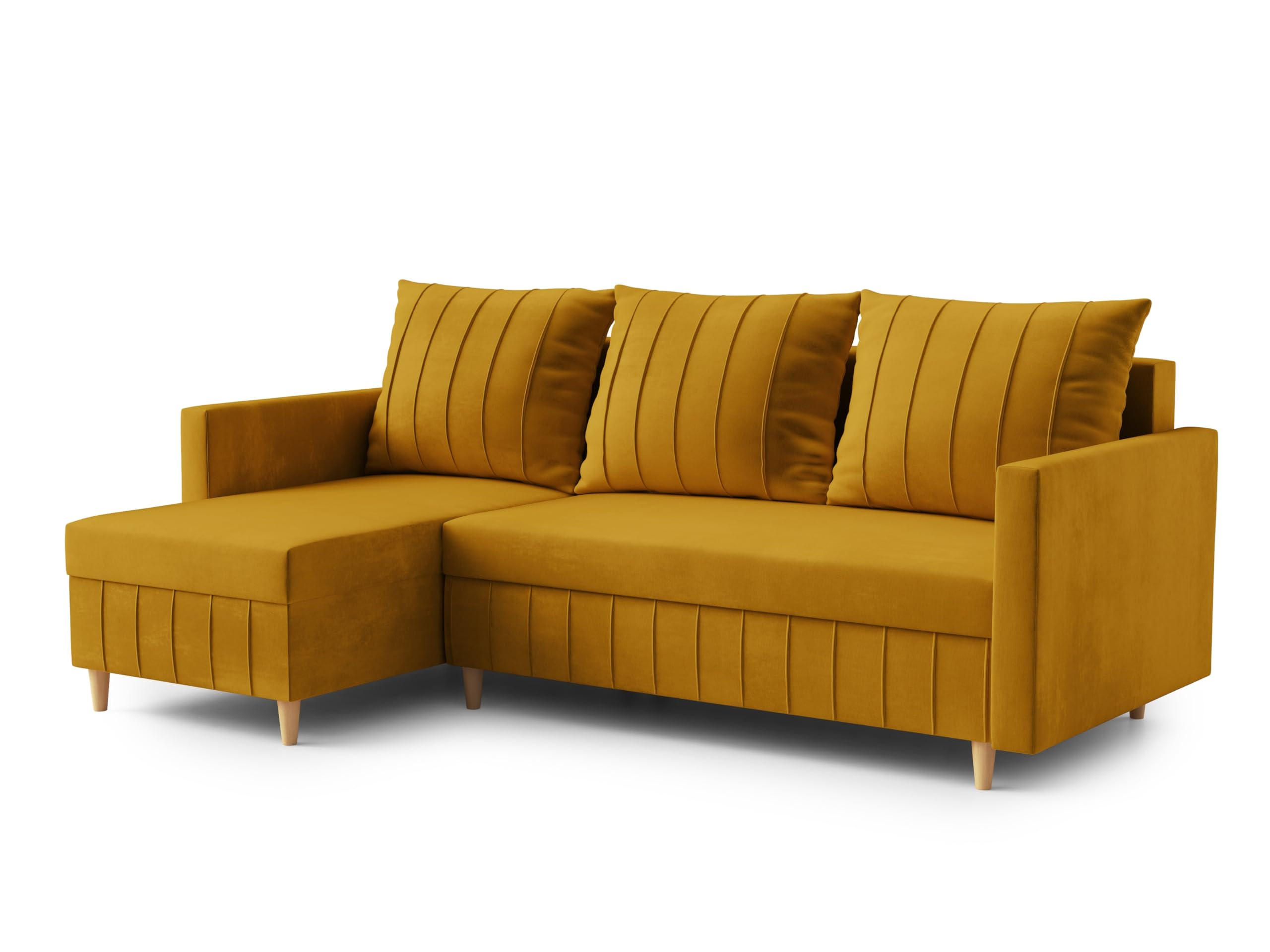 ECKSOFA FOX L-förmig Modernes Verstellbare Kopfstützen Luxuriöser Velours Schlaffunktion lose Rückenkissen freistehend LINKS 146x224x98 cm Brown - Braun, Holz/Textil (146/224cm) - DomoHome