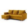 ECKSOFA FOX L-förmig Modernes Verstellbare Kopfstützen Luxuriöser Velours Schlaffunktion lose Rückenkissen freistehend LINKS 146x224x98 cm Brown - Braun, Holz/Textil (146/224cm) - DomoHome