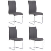 STÜHLE 4er-Set mit Kunstleder, ergonomischem Sitzkomfort, hoher Rückenlehne, verchromtem Metallgestell, grau - Grau, Kunststoff (54/100/42cm) - Luhomfu