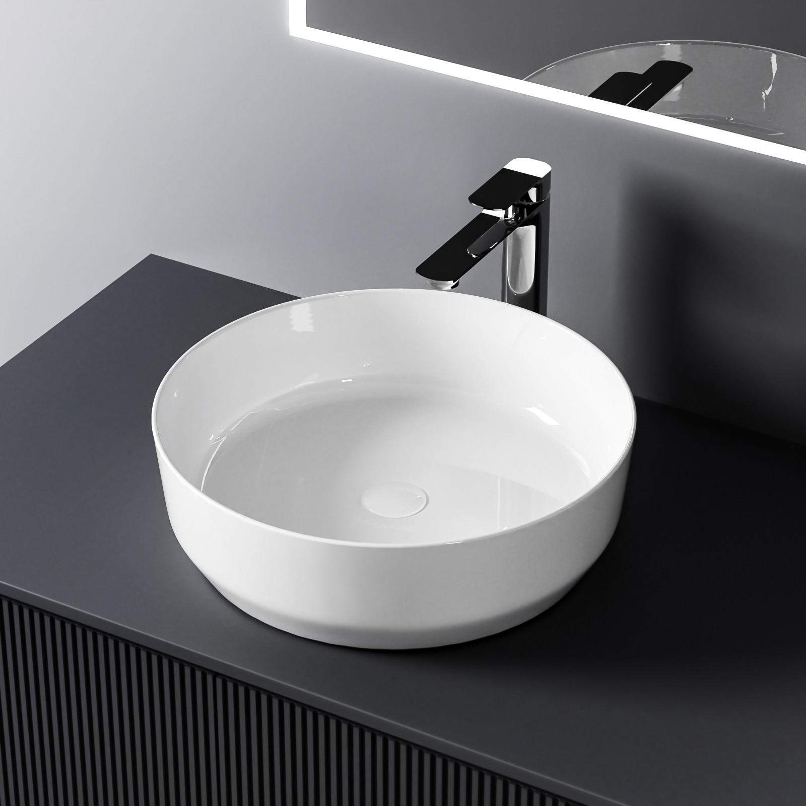 WASCHBECKEN Zylindrisch Keramik Weiß glänzend - Weiß, Keramik (39/12/39cm) - EMKE