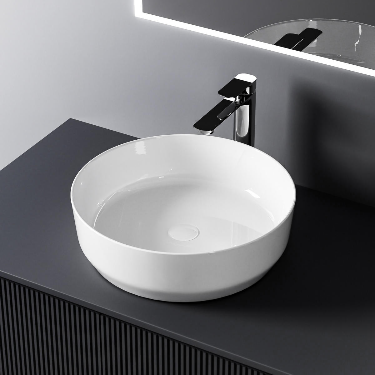 WASCHBECKEN Zylindrisch Keramik Weiß glänzend - Weiß, Keramik (39/12/39cm) - EMKE