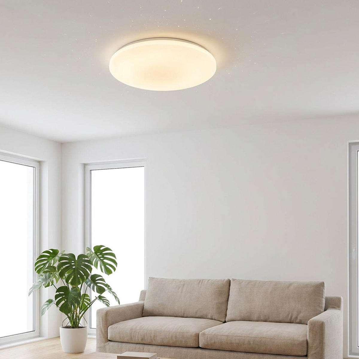 LED DECKENLEUCHTE Weiß mit Sterneneffekt - Weiß, Metall (54/54/7.6cm) - Globo Lighting