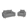 SITZGARNITUR 2+1 Henrik Grau Boucle - Dunkelgrau/Braun, Holz/Textil (150/81/93cm) - S-Style Möbel
