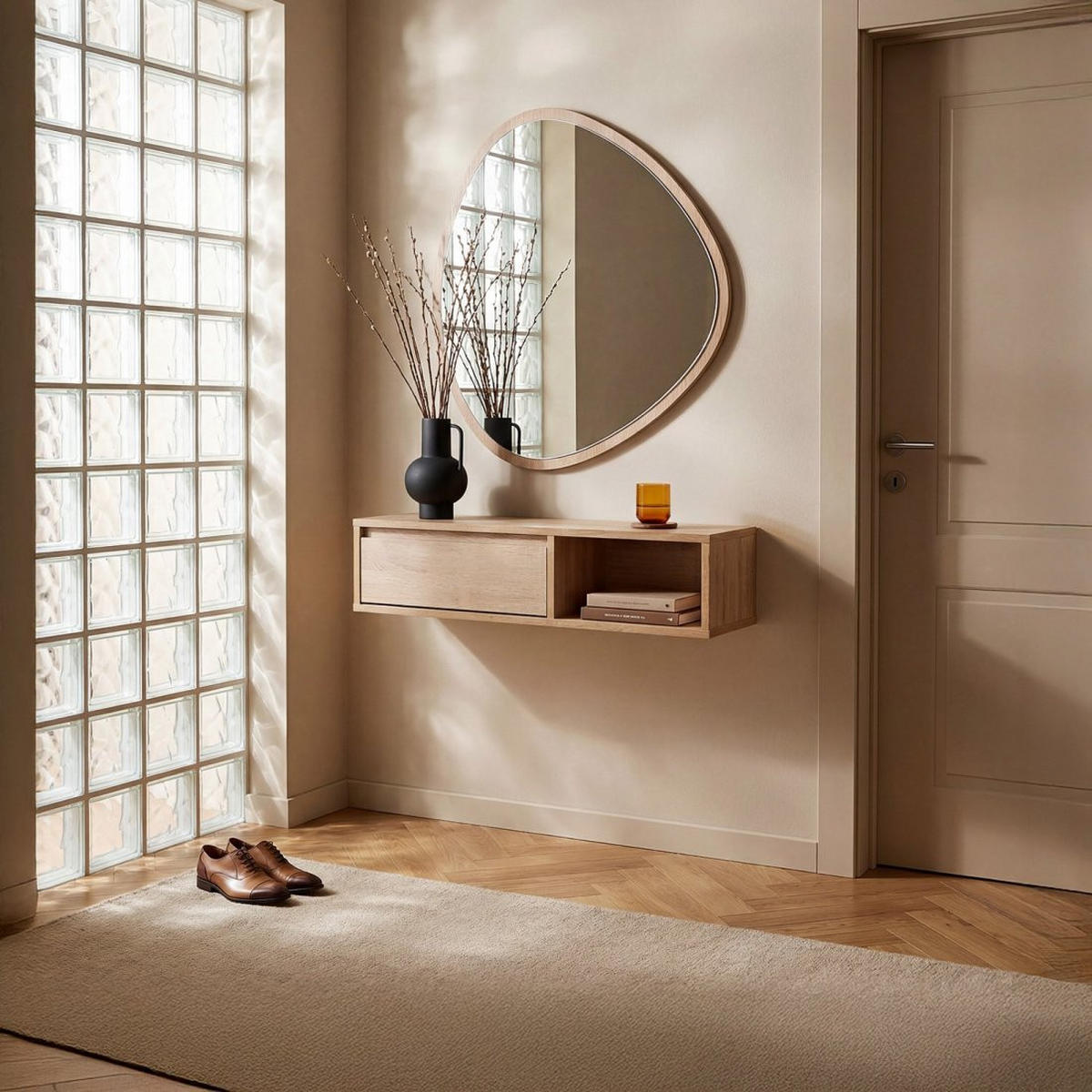 KONSOLE SCHWEBENDES ELEMENT IM FLUR Oslo Natürlich 80 cm x 20 cm - Naturfarben, Holzwerkstoff (80/20/25cm) - Klast Home