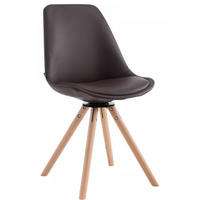 STUHL Lederlook braun - Eukalyptusholzfarben/Braun, Holz/Textil (48/84/56cm) - CLP