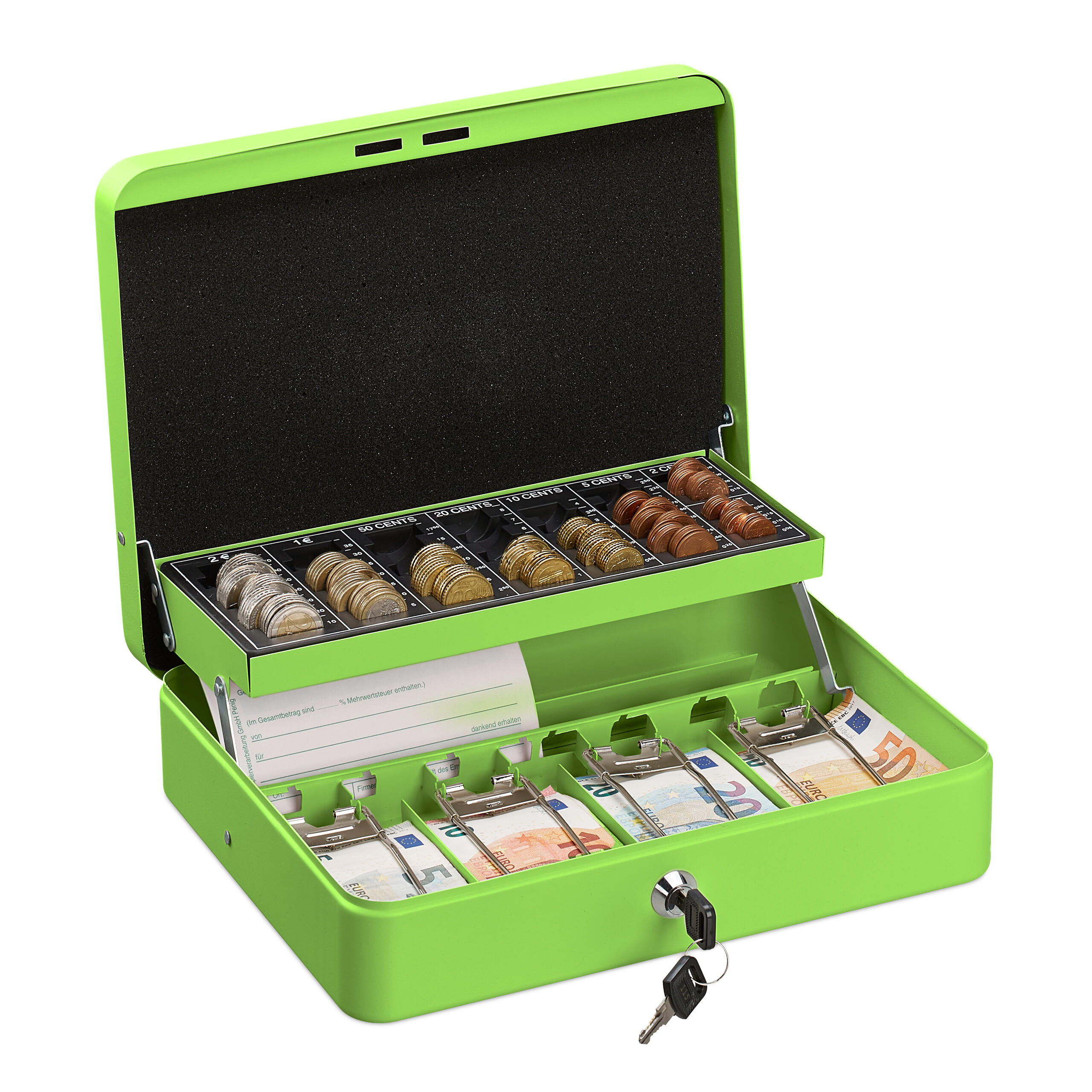 POKLADNIČKA na mince Euro - zelená, kov/plast (30.5/8.5/24.5cm) - Relaxdays