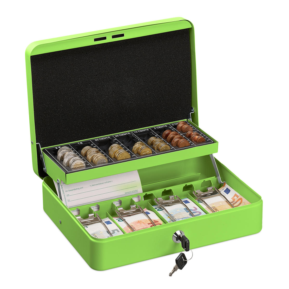 POKLADNIČKA na mince Euro - zelená, kov/plast (30.5/8.5/24.5cm) - Relaxdays