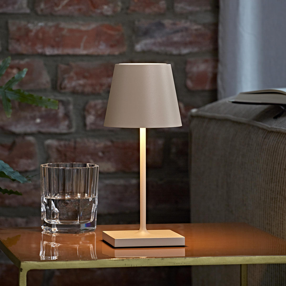 LED Akku-Tischlampe, Nuindie mini 3.0 2er-Set, dünenbeige - Beige, Metall (25/10/25cm) - Sigor