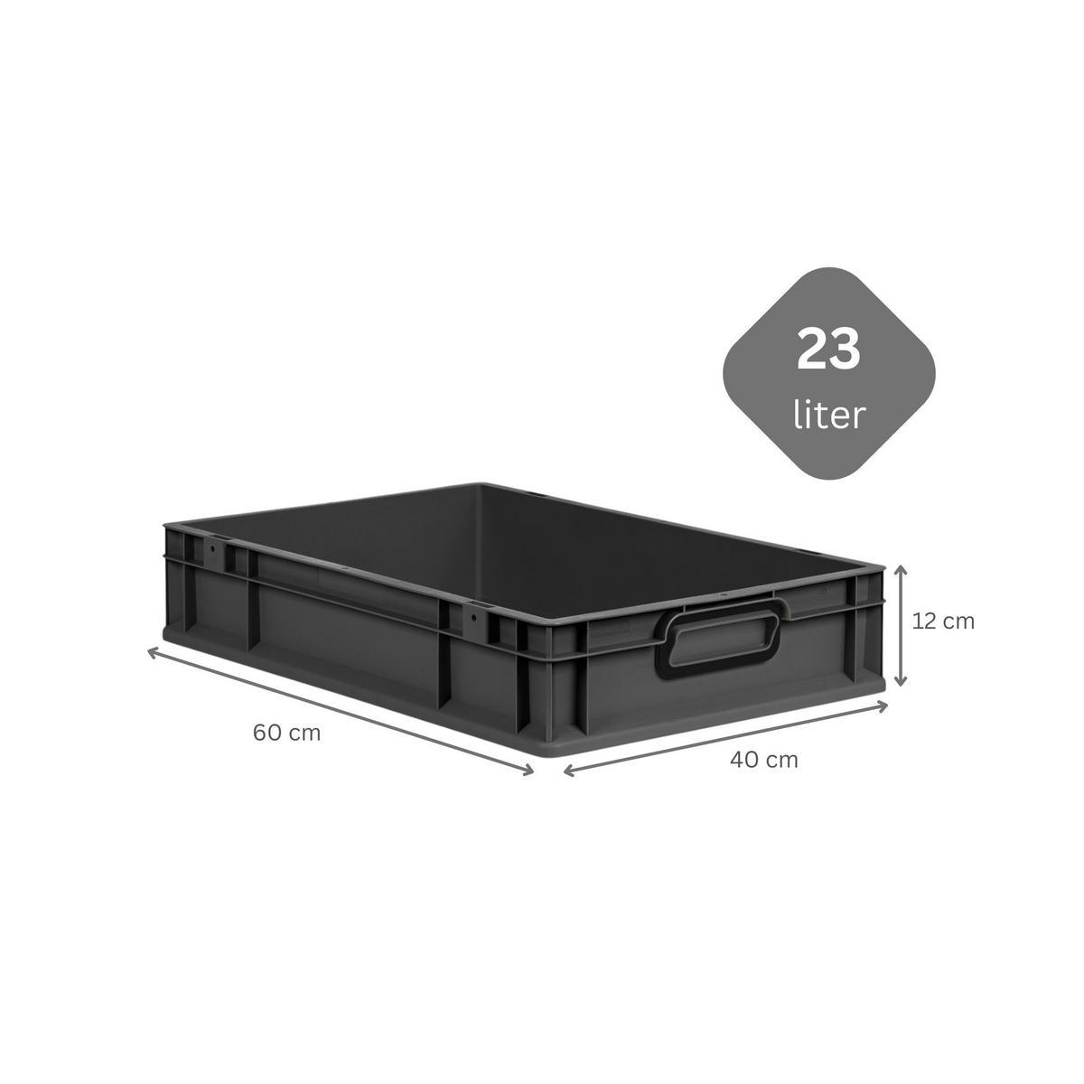 EUROBOX 5x NextGen Color 12x40x60 cm 23 Liter Griffe schwarz zu, Schwarz - Anthrazit/Schwarz, Kunststoff (40/12/60cm) - PROREGAL