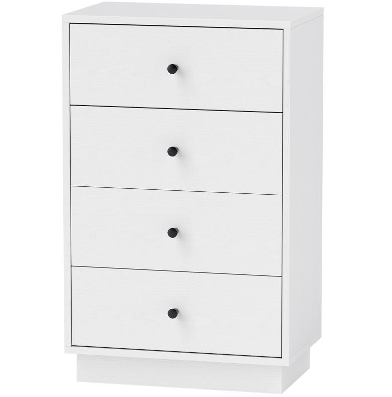 KOMMODE aus Spanplatte 47x29x75 cm Weiß mit 4 Schubladen und Anti-Kipp-Schutz - Weiß, Holzwerkstoff (47/75/29cm) - Modfu