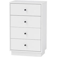 KOMMODE aus Spanplatte 47x29x75 cm Weiß mit 4 Schubladen und Anti-Kipp-Schutz - Weiß, Holzwerkstoff (47/75/29cm) - Modfu