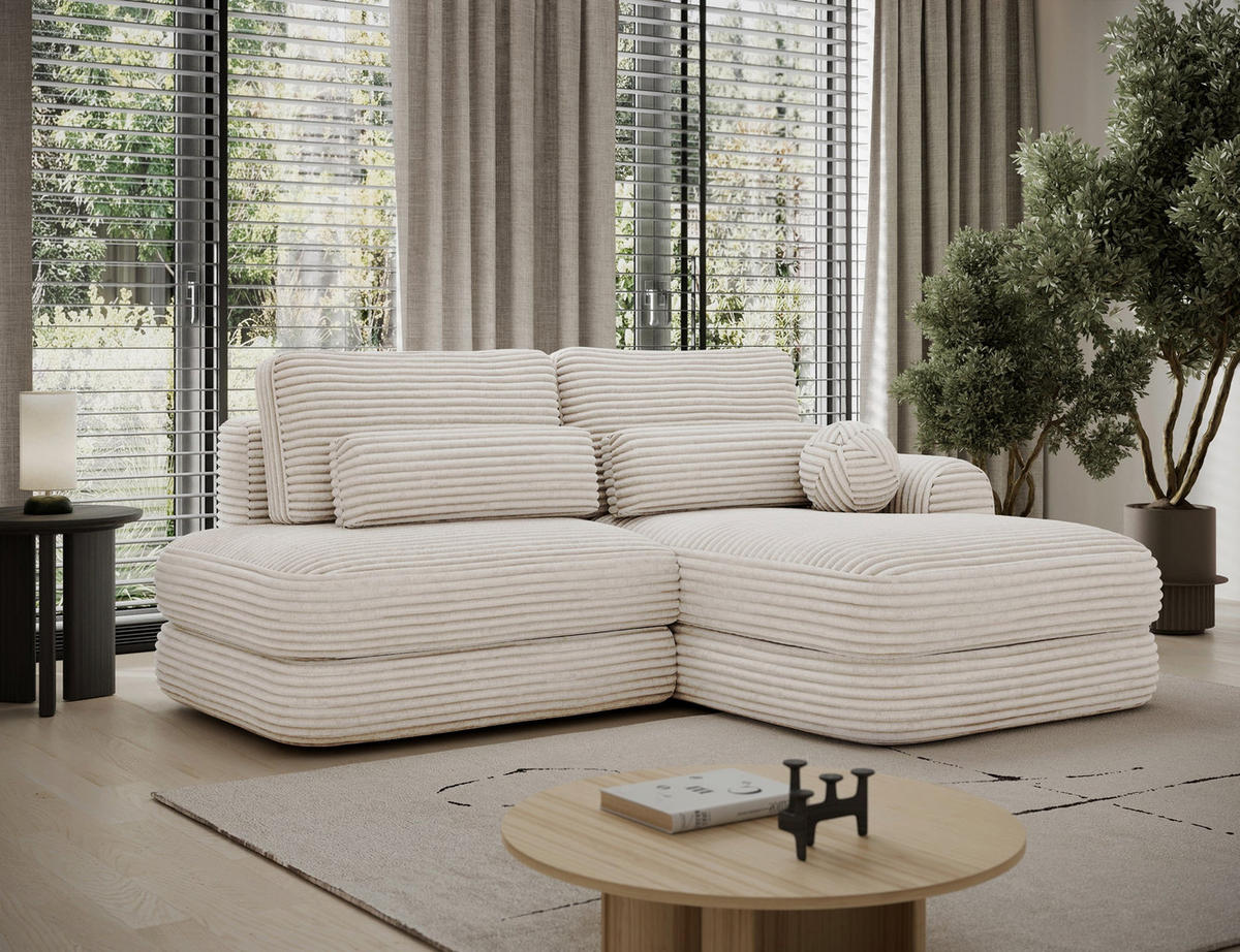 ECKSOFA RIPELI L-Form mit Schlaffunktion & Bettkasten – Modernes 3-Sitzer Sofa, Wellenfederung, 217 × 175 cm - Schwarz/Weiß, Kunststoff (175/217cm) - Wohnideebilder