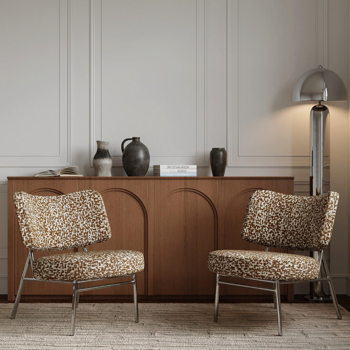 SESSEL Gemusterter texturierter Stoff 60cm - Braun, Textil (60/70/71cm) - Sia Home