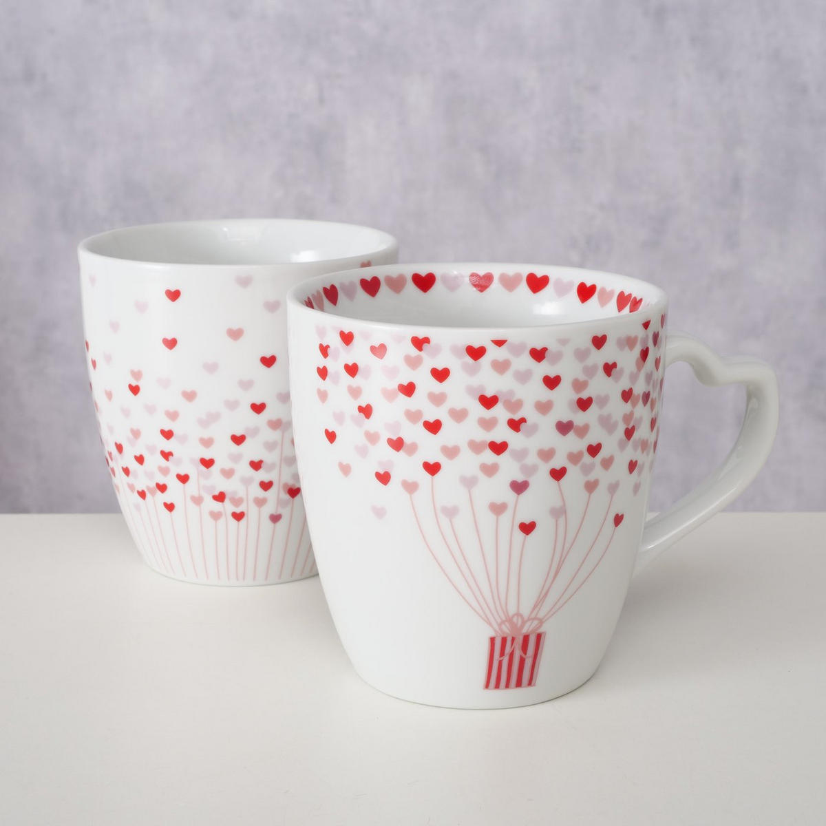 TASSEN für Verliebte Sherine 480 ml 2er-Set - Rot, Keramik (480L) - Boltze Home