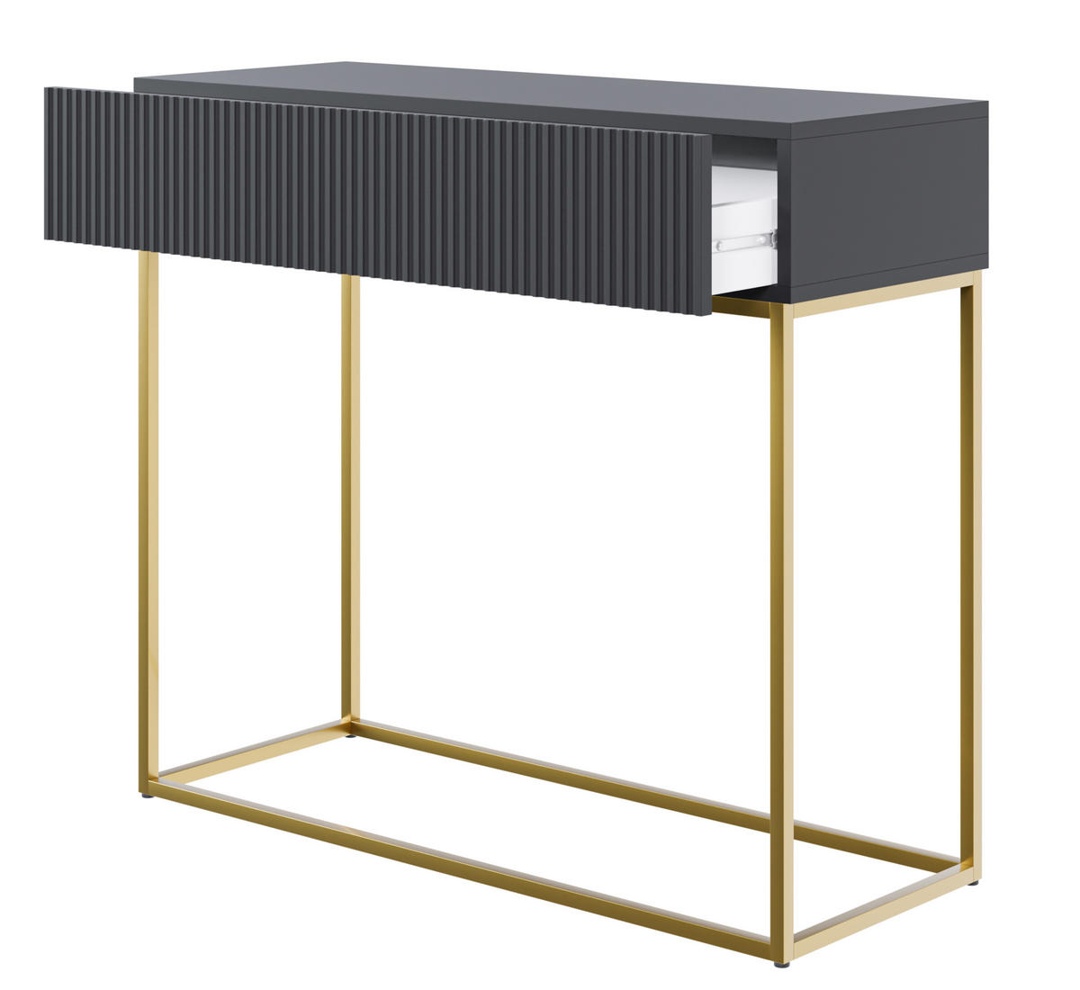 KONSOLENTISCH Veldio Schwarz mit goldenen Beinen 90 cm - Goldfarben/Schwarz, Holzwerkstoff/Metall (35.6/90/79cm) - Selsey