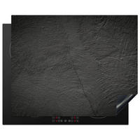 HERDABDECKPLATTE Beton - Schwarz - Industriell Herdabdeckung Induktionsfeld 65x52 cm - Anthrazit, Kunststoff (65/52/0.2cm) - MuchoWow
