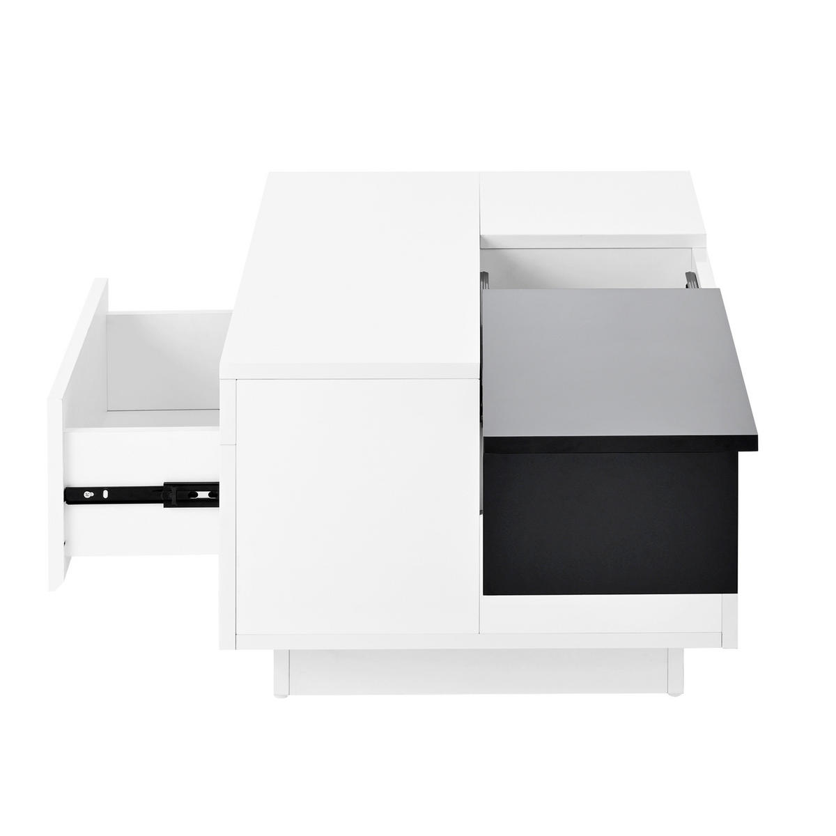 COUCHTISCH 80/50/35.5 cm weiß mit ausziehbarer Tischplatte und LED-Beleuchtung - Weiß, Holzwerkstoff (80/50/35.5cm) - OKWISH