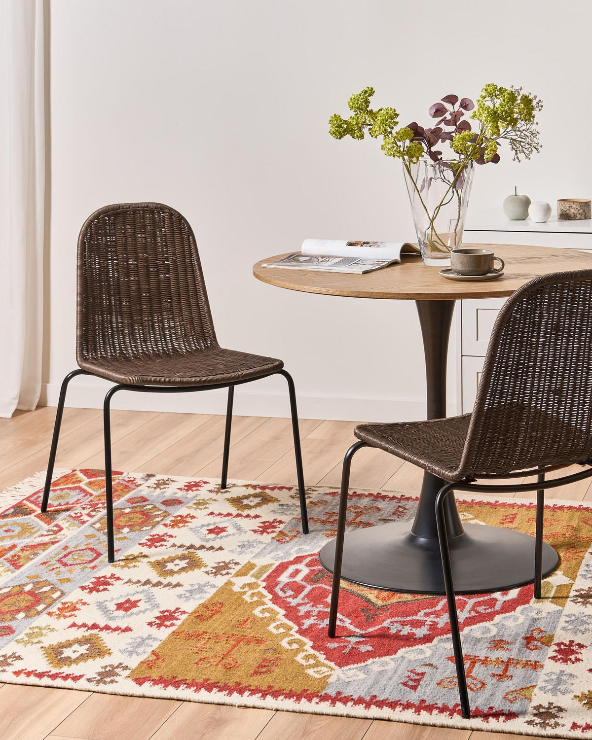 ESSZIMMERSTUHL 2er-Set Rattan Dunkelbraun Roxton - Dunkelbraun, Naturmaterialien (56/85/54cm) - Beliani