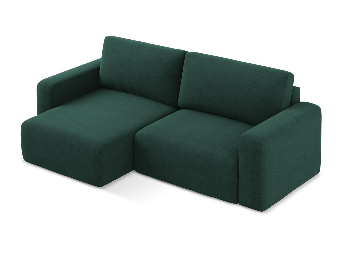 ECKSOFA mit Schlaffunktion links Strukturstoff Stoff Grün - Dunkelgrün/Schwarz, Kunststoff/Textil (149/244cm) - Makamii