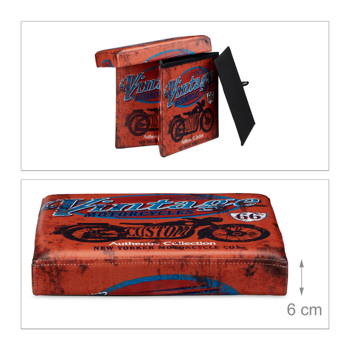 SITZHOCKER - Multicolor, Holzwerkstoff/Kunststoff (38/38/38cm) - Relaxdays