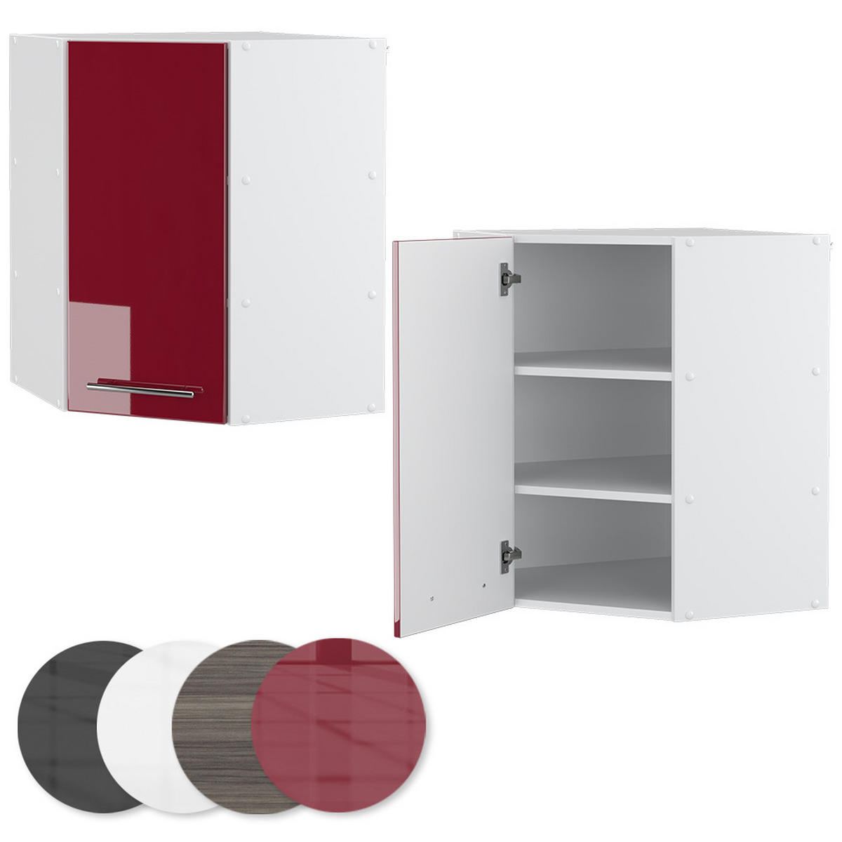ECKHÄNGESCHRANK Fame-Line Bordeaux Hochglanz 57 cm - Bordeaux/Weiß, Holzwerkstoff (57/72/34.1cm) - Vicco