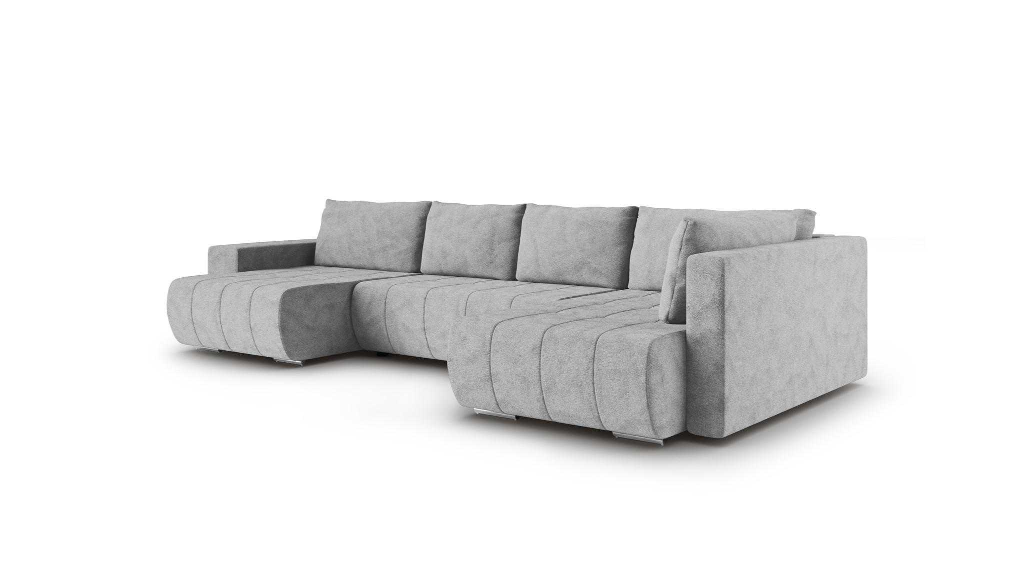 WOHNLANDSCHAFT Armanda - Grau, Holzwerkstoff/Textil (185/83/392cm) - Fun Möbel