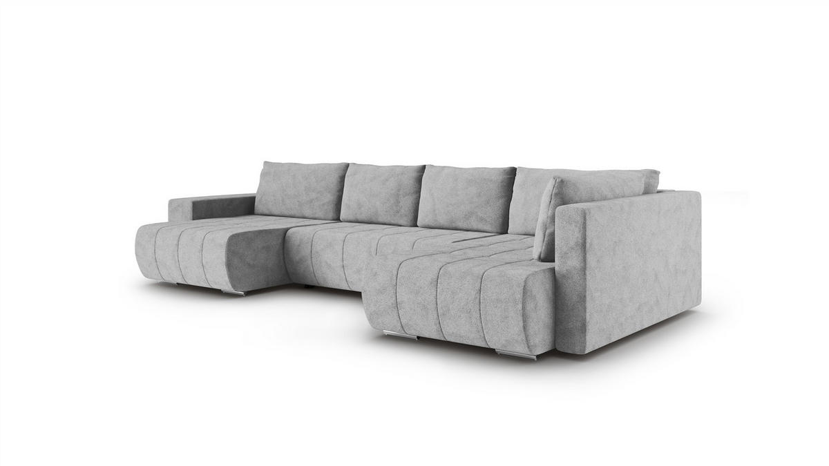 WOHNLANDSCHAFT Armanda - Grau, Holzwerkstoff/Textil (185/83/392cm) - Fun Möbel