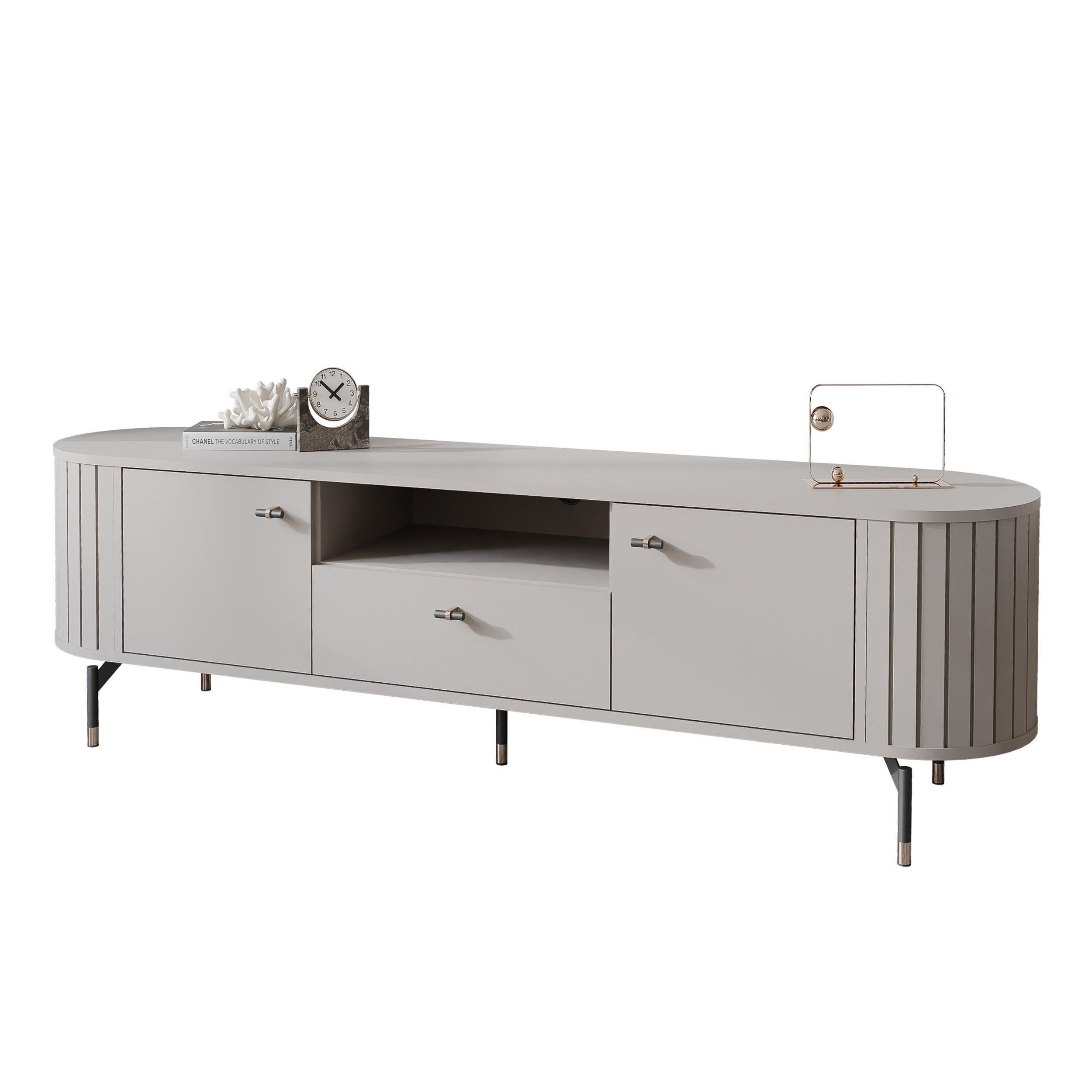 TV-LOWBOARD geriffelt, mit Schublade, Kaschmir - Kaschmir, Holzwerkstoff (180/49/40cm) - Idohome
