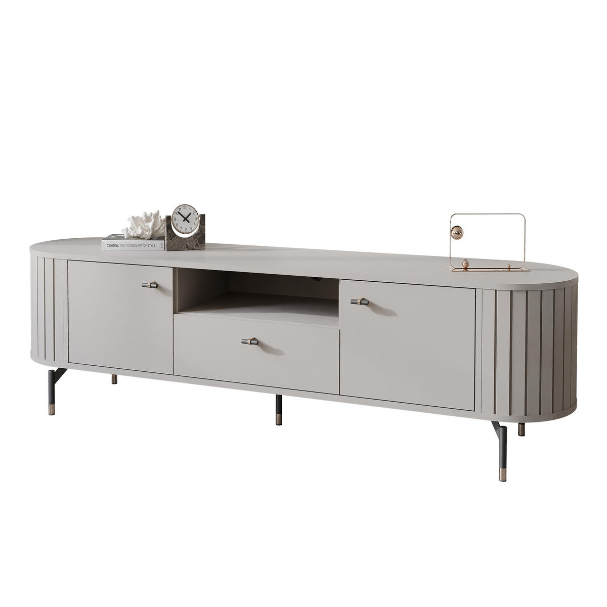 TV-LOWBOARD geriffelt, mit Schublade, Kaschmir - Kaschmir, Holzwerkstoff (180/49/40cm) - Idohome