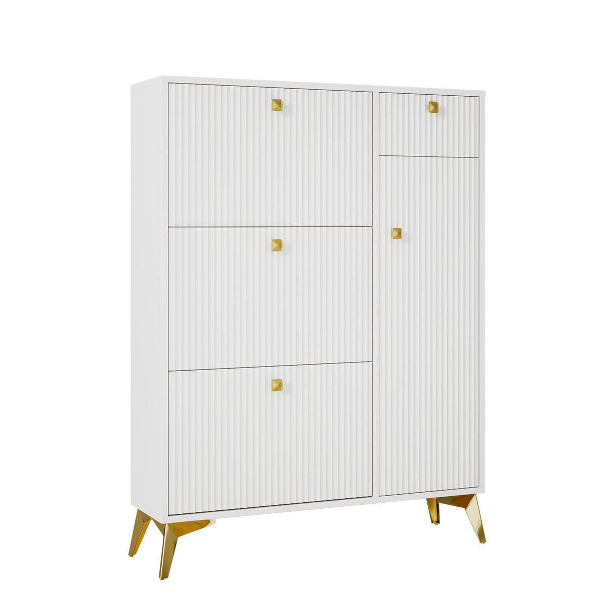 SCHUHSCHRANK mit Stauraum 90 x 25 x 121 cm Weiß - Weiß, Holzwerkstoff (25/121/90cm) - Beauniv