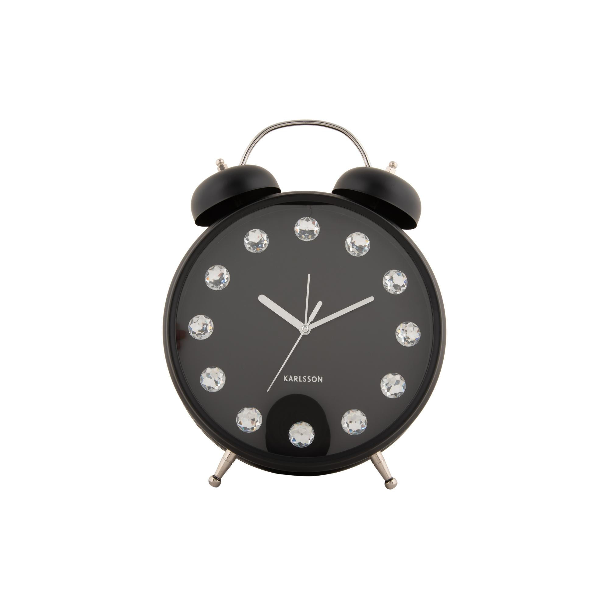 WECKER Glam Diamonds XL Schwarz 23.5/8.2/30.5 cm - Schwarz, Metall (8.2/30.5/23.5cm) - Karlsson