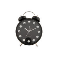 WECKER Glam Diamonds XL Schwarz 23.5/8.2/30.5 cm - Schwarz, Metall (8.2/30.5/23.5cm) - Karlsson
