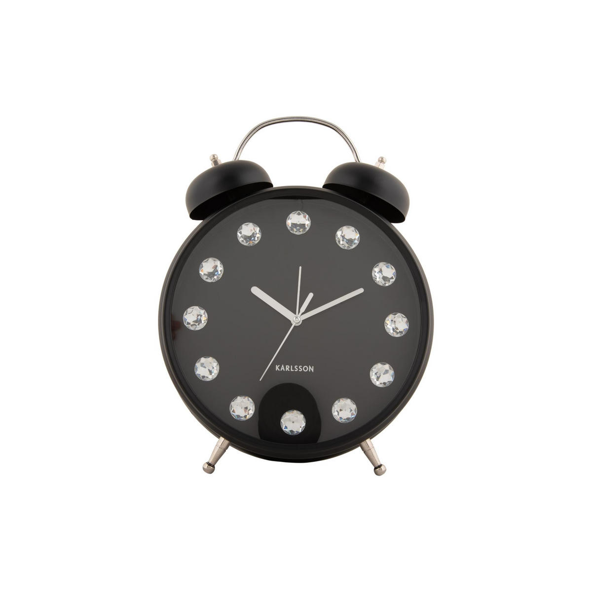 WECKER Glam Diamonds XL Schwarz 23.5/8.2/30.5 cm - Schwarz, Metall (8.2/30.5/23.5cm) - Karlsson