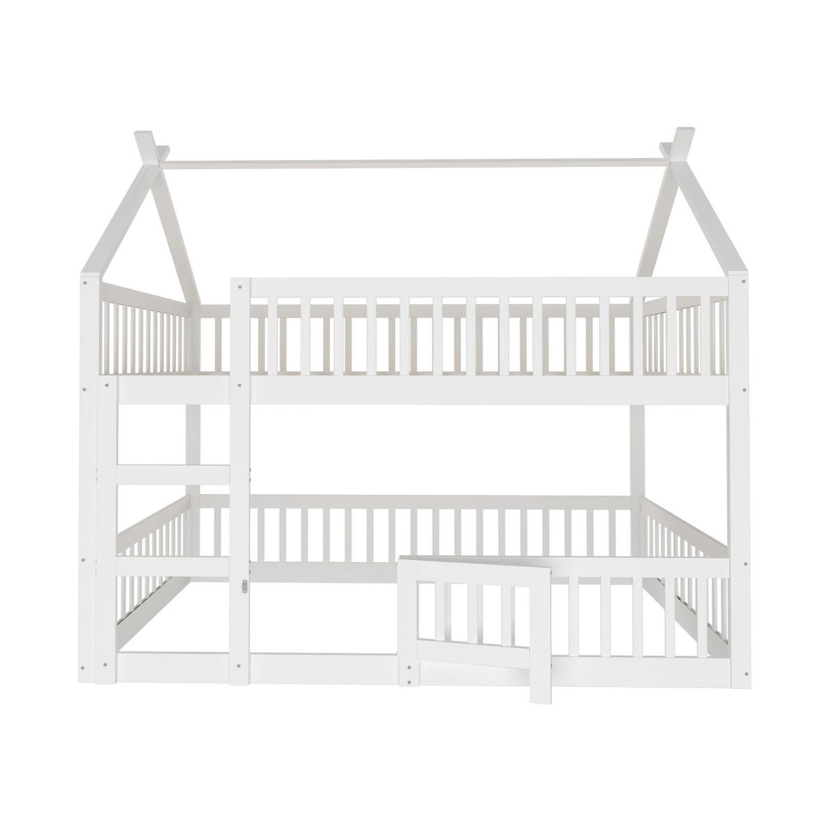 ETAGENBETT 140/200 cm mit Treppe und Sicherheitsumrandung, Weiß - Weiß, Holzwerkstoff (140/200cm) - Redom