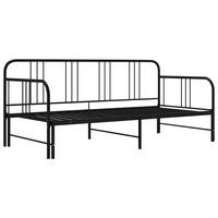TAGESBETT Ausziehbar Schwarz Metall 90x200 cm - Schwarz, Metall (185/88/206cm) - furnicato
