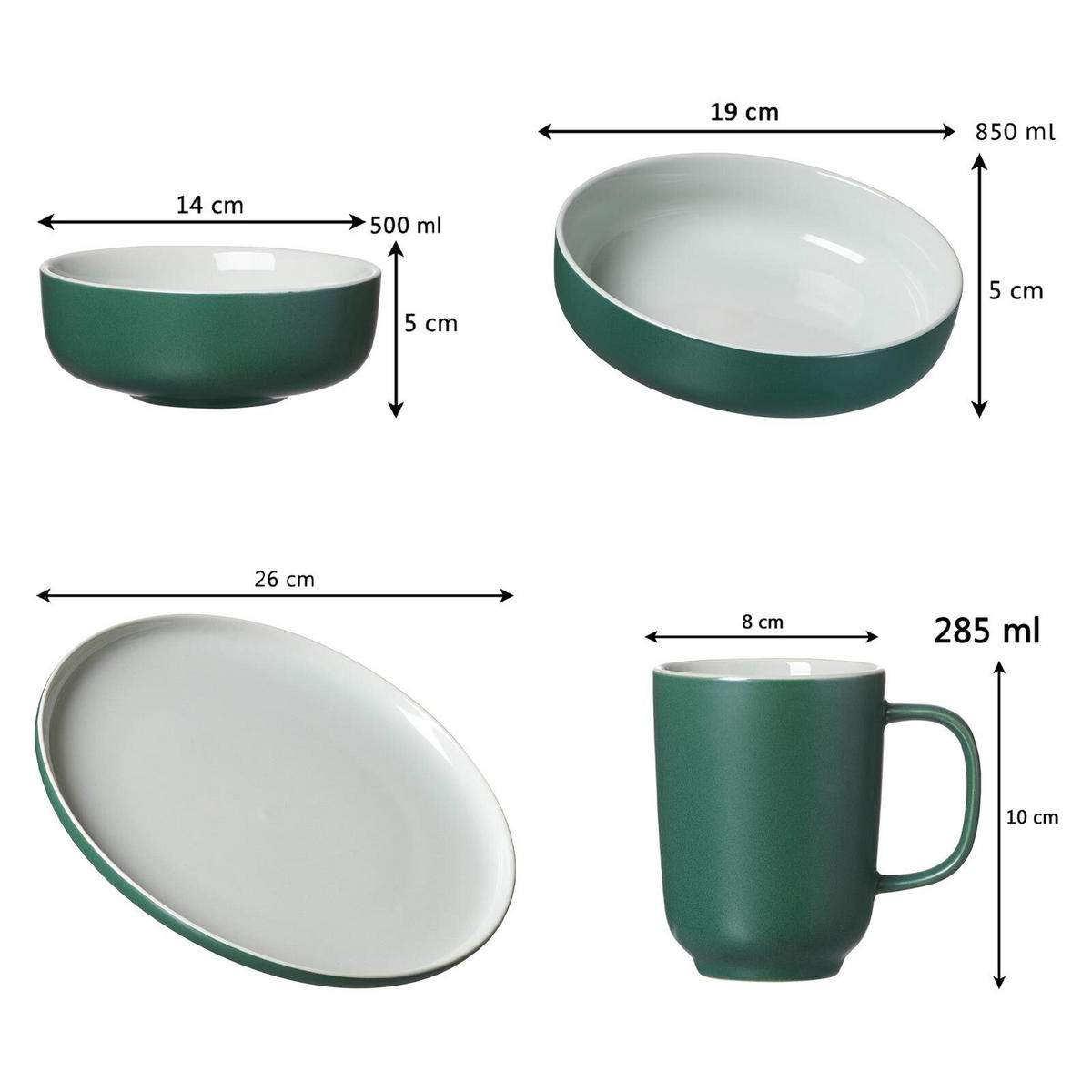KOMBISERVICE Jasper grün 16er Set - Grün, Keramik (1/1/1cm) - Ritzenhoff Breker